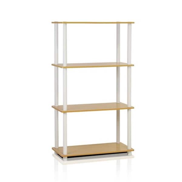 Furinno Furinno Turn-N-Tube 4-Tier Multipurpose Shelf Display Rack; Beech & White - 43.25 x 23.6 x 11.6 in. 99557BE/WH - main